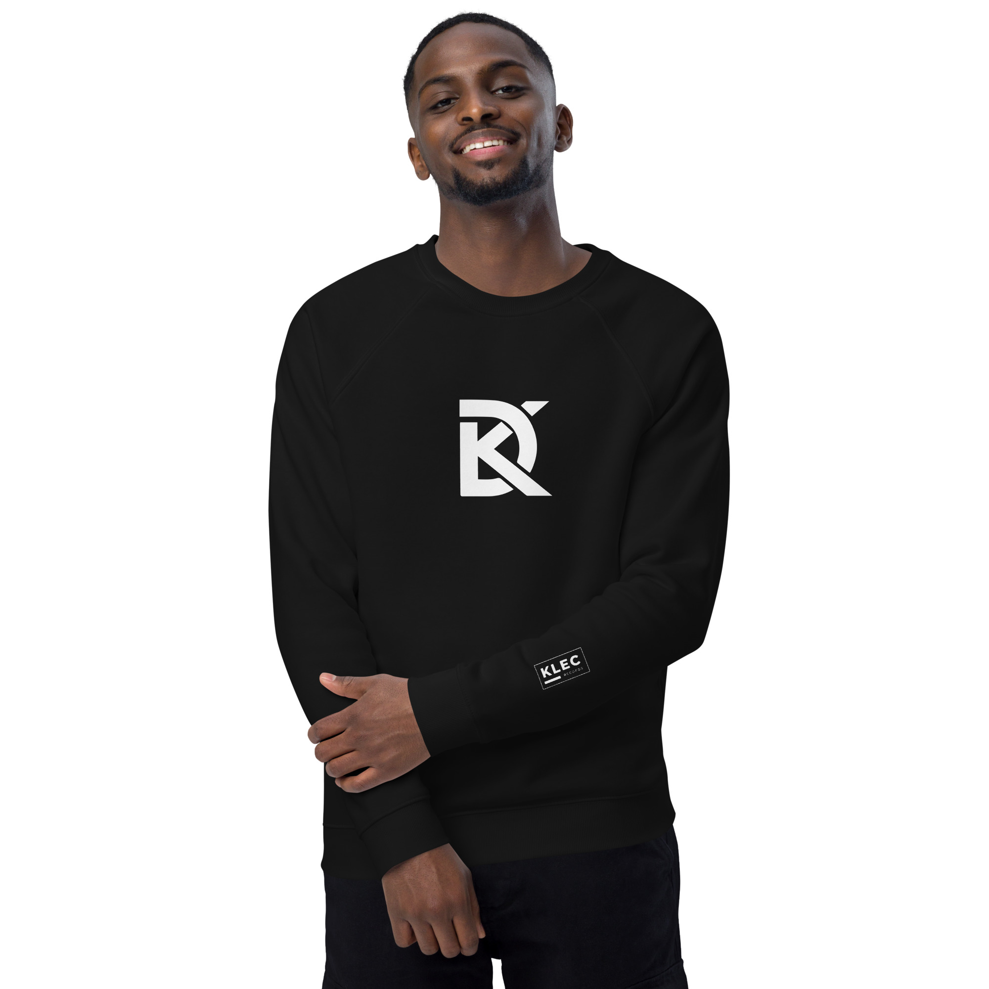 DK Logo - Unisex organic raglan sweatshirt - Black - Image 4